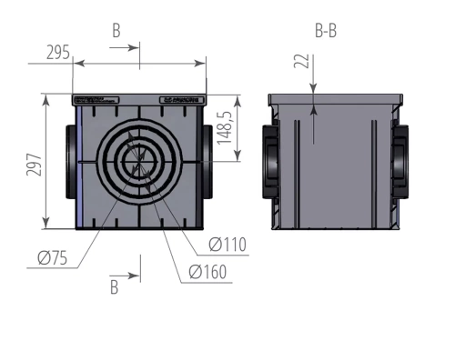 Водоотводы, дренаж Дождеприёмник АКВАСТОК 300х300 (в сборе)