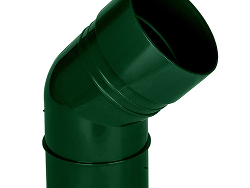 Пластиковые водосточные системы (ПВХ) Колено водосточной трубы Döcke DACHA 80 мм * 45˚ (Зеленый)